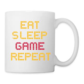 Eat Sleep Game Repeat - Cooler Spruch Gamer Zocker - Tasse - Weiß - Rechts
