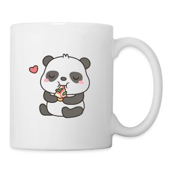 Cute Little Panda Eating Margherita Pizza - Mug - white - Right