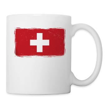 Switzerland Flag Vintage Cross Used Look Swiss - Mug - white - Right