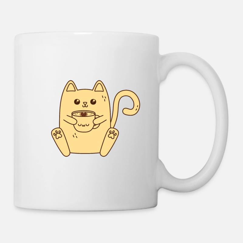 Cat drinking Coffee - Mug - white