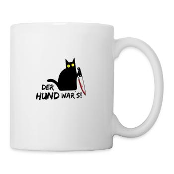 Katze mit Messer - Böse Katze - Der Hund wars - Tasse - Weiß - Rechts