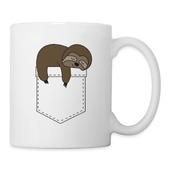 Faultier in Brusttasche - Tasse - Weiß - Rechts