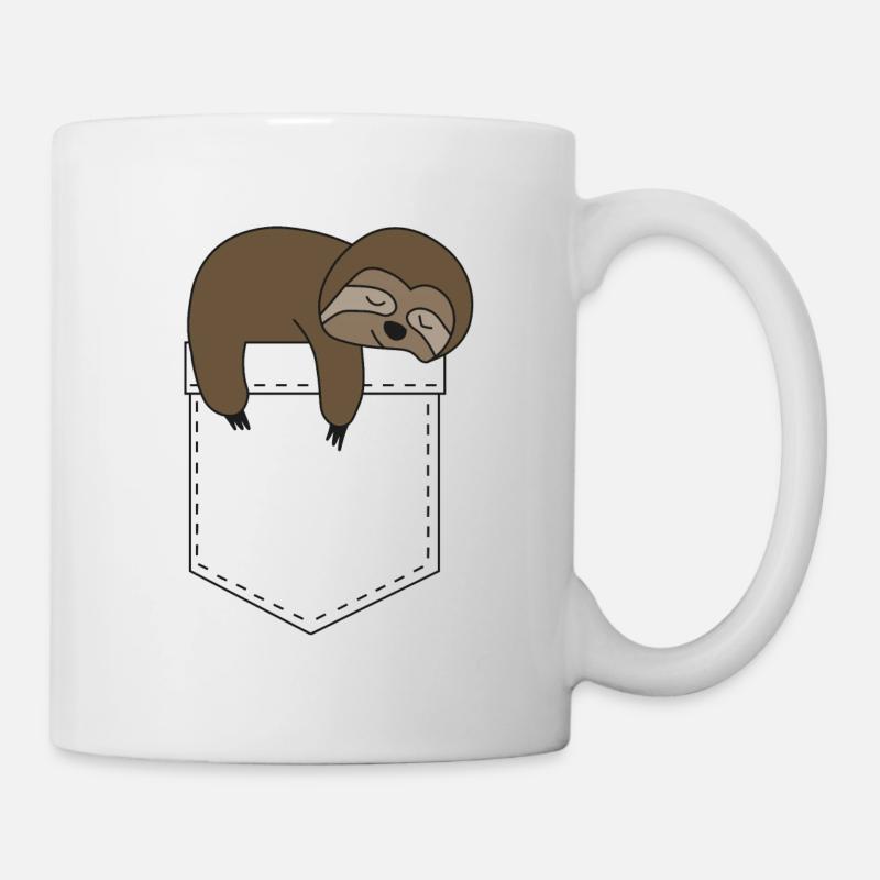 Faultier in Brusttasche - Tasse - Weiß
