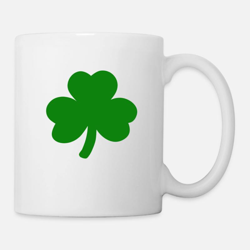 Trèfle à quatre feuilles Trèfle du Nouvel An Shamrock - Mug blanc - blanc