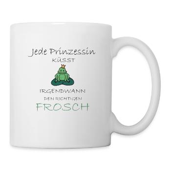 Frosch Prinzessin Küssen Kuss Geschenkidee - Tasse - Weiß - Rechts