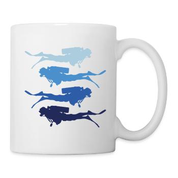 taucher silhouette - Tasse - Weiß - Rechts