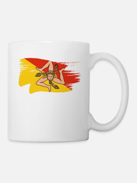Sizilien Flagge Trinacria Sizilianische Fahne - Tasse - Weiß