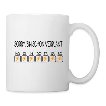 Bin schon verplant Geschenk Klettern Berg - Tasse - Weiß - Rechts