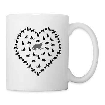 Katzen im Herz grau Katze Liebe Geschenk S - Tasse - Weiß - Rechts