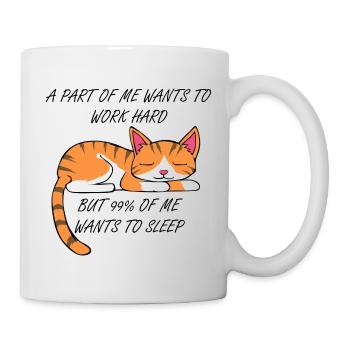 Work or sleep cute cat excuse - Mug - white - Right