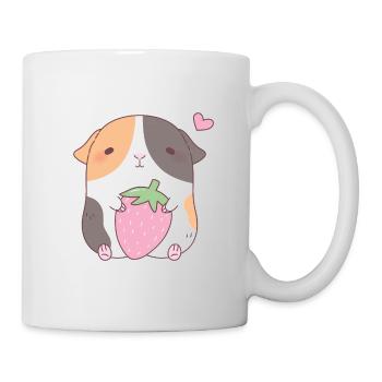 Nettes Meerschweinchen liebt Erdbeere - Tasse - Weiß - Rechts