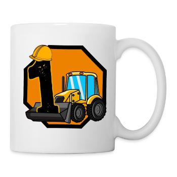 Shovel excavator children birthday 1 year excavator - Mug - white - Right