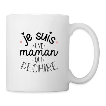 Maman qui déchire cadeau humour fête des mères - Mug blanc - blanc - Droite