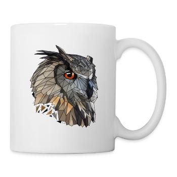 Coole Low Poly Eule | Geometrisch | Dreiecke - Tasse - Weiß - Rechts