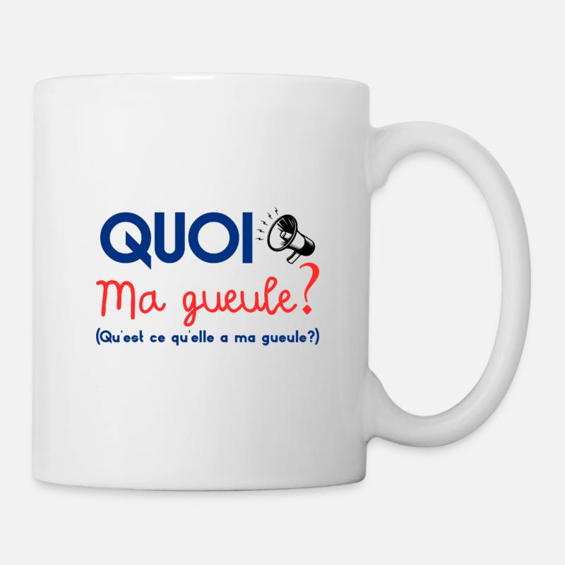 Quoi ma gueule ? Cadeau Johnny guitare humour - Mug blanc - blanc