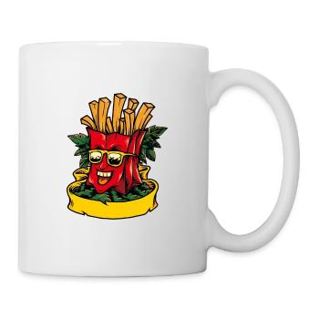 Frites drôles de restauration rapide avec des lunettes de soleil - Mug blanc - blanc - Droite