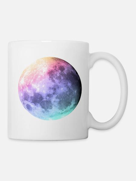 Lune dans l’arc-en-ciel pastel - Mug blanc - blanc