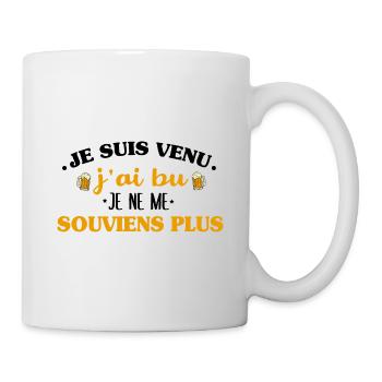 J'ai bu je ne me souviens plus cadeau humour bière - Mug blanc - blanc - Droite