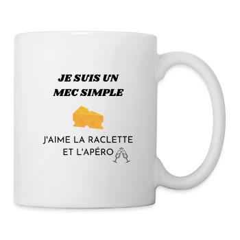 Je suis un mec simple j'aime la raclette et apéro - Mug blanc - blanc - Droite