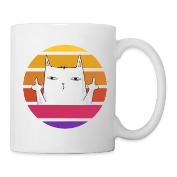 Vintage chat avec le majeur retro soleil shirt - Mug blanc - blanc - Droite