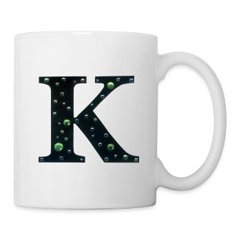 Buchstabe K Monogramm, Grün und Silber - Cool Galaxy - Tasse - Weiß - Rechts