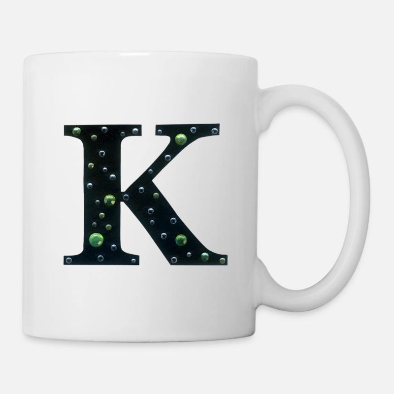 Buchstabe K Monogramm, Grün und Silber - Cool Galaxy - Tasse - Weiß
