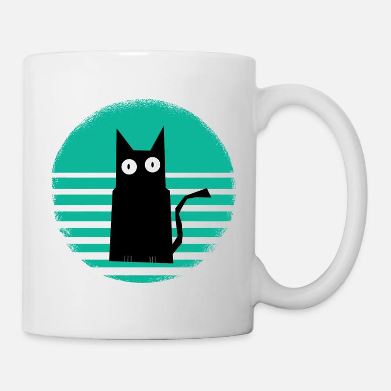 Schwarze Katze Sunset Mint - Tasse - Weiß
