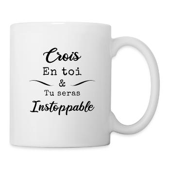 Crois en toi et tu seras instoppable noir - Mug blanc - blanc - Droite