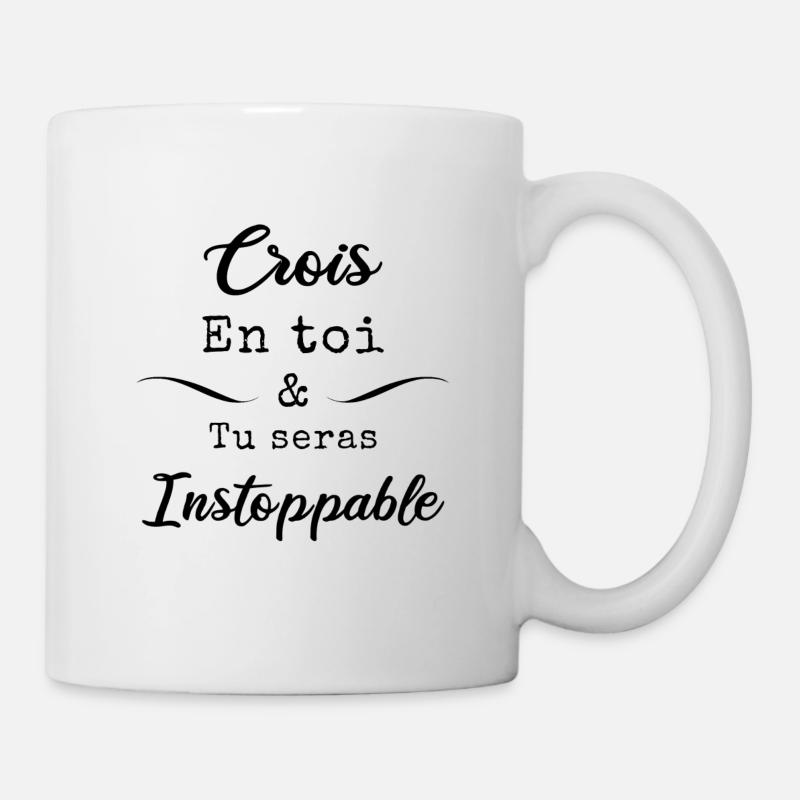 Crois en toi et tu seras instoppable noir - Mug blanc - blanc