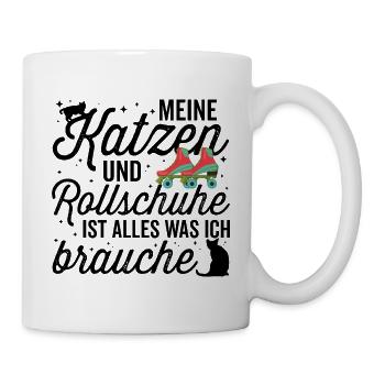 Rollschuhe Katzendame Skaten Spruch - Tasse - Weiß - Rechts