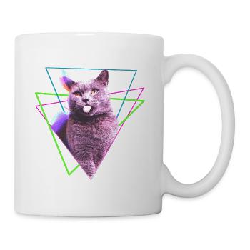 cooles Katzen Design mit geometrischen Formen - Tasse - Weiß - Rechts