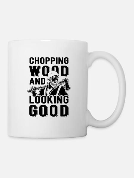 Holz Hacken Geschenkidee - Tasse - Weiß