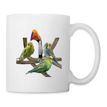 Wellensittiche - Tasse - Weiß - Rechts