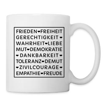 Typo-Design »Werte« - Tasse - Weiß - Rechts