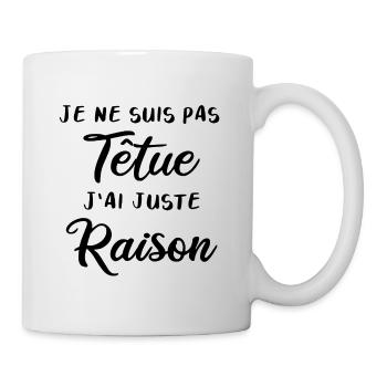 je ne suis pas têtue noir - Mug blanc - blanc - Droite