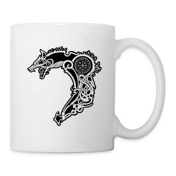 Fenrir Viking wolf and vegvisir - Mug - white - Right