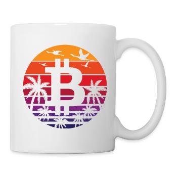 Vintage Sunset Bitcoin Logo Crypto Fan Cadeau - Mug blanc - blanc - Droite
