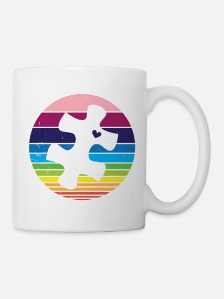 Retro Puzzle Heart Autism Awar... Autism Awareness - Mug - white