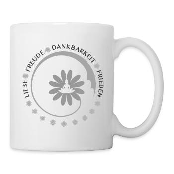 Liebe Freude Dankbarkeit Frieden - Tasse - Weiß - Rechts