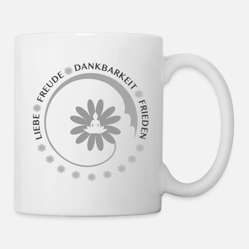 Liebe Freude Dankbarkeit Frieden - Tasse - Weiß