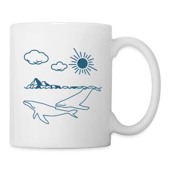 Whale, Humpback whale, Minimal art, Mammal - Tasse - Weiß - Rechts