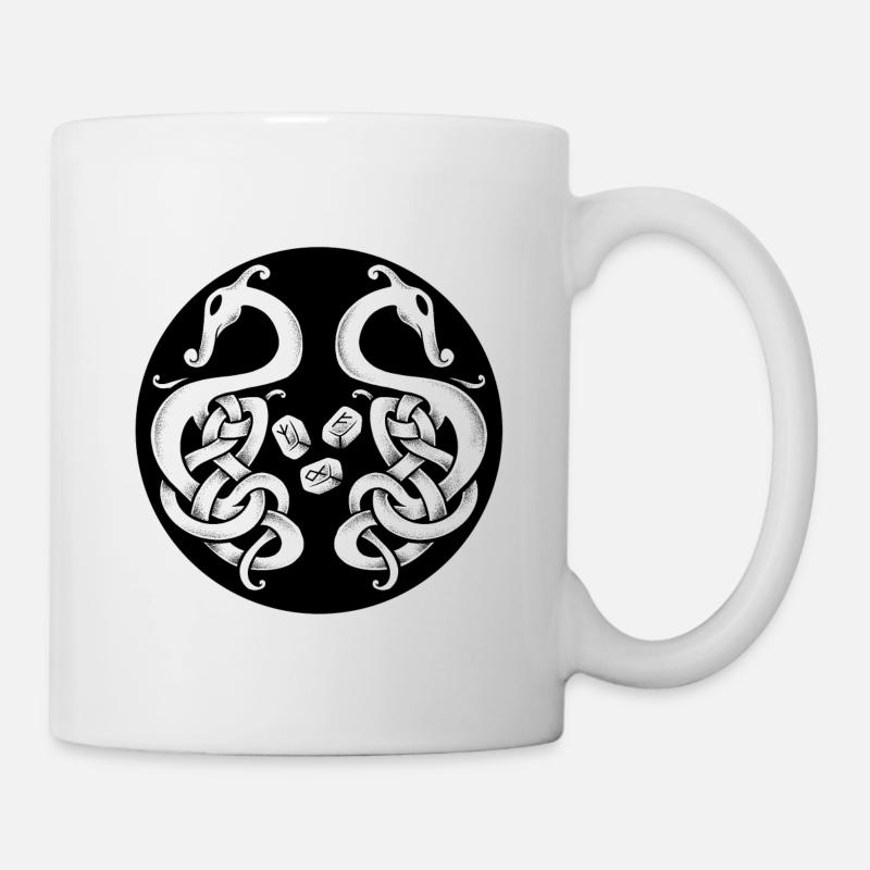 Viking symbol and runes - Mug - white