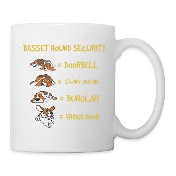 Basset Hound Sicherheit Lustiger Hund Tierhalter - Tasse - Weiß - Rechts