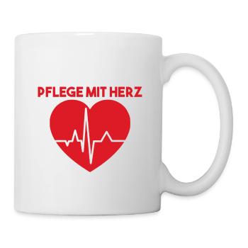 Pflege mit Herz - Tasse - Weiß - Rechts