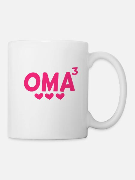 Oma hoch Drei - Dreifache Oma - Tasse - Weiß