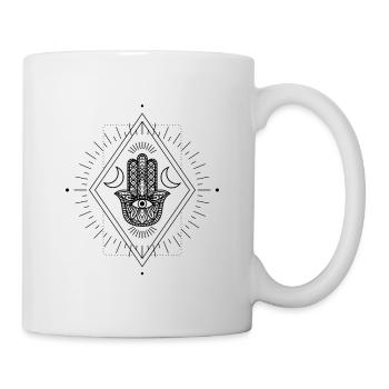 Universe Spiritual Tattoo Hamsa Hand Moon Cool - Mug - white - Right