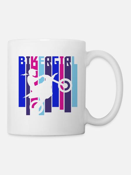 Bikergirl Wheelie Biker-Girl Motocross Biker Girl - Mug - white