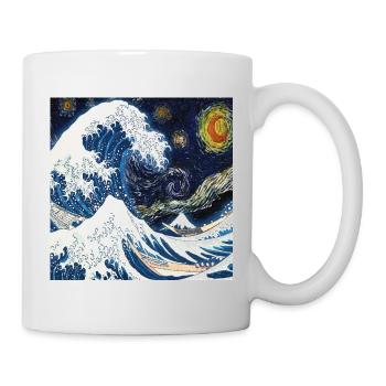 Kanagawa Wellen, Japanisch, Große Welle, Naturliebhaber - Tasse - Weiß - Rechts