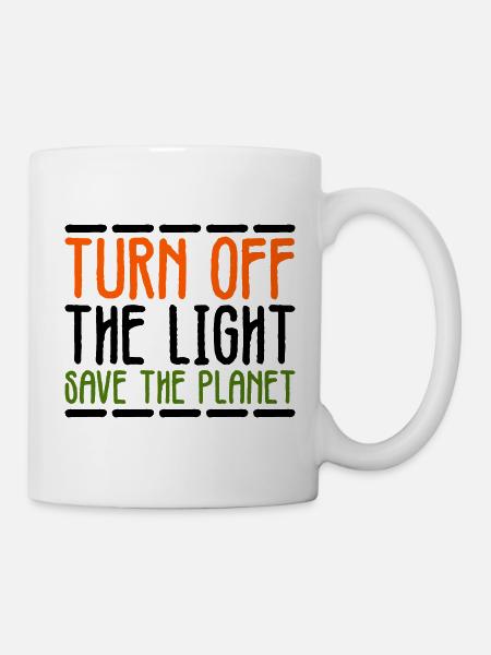 turns off the light and saves the planet - Mug - white