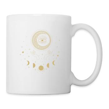 Universe Spiritual Tattoo Moon Hands Stars Boho - Mug - white - Right